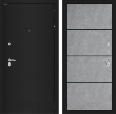 Металлическая дверь Лабиринт CLASSIC шагрень черная 25 - Бетон светлый, черный молдинг