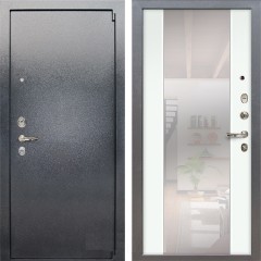 Металлическая дверь Лекс 3 Барк Стиль с Зеркалом (Серый букле / Ясень белый) панель №61