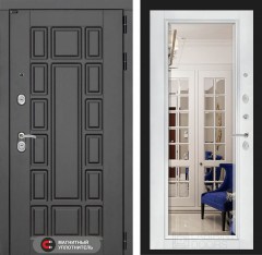 Металлическая входная дверь в квартиру NEW YORK с Зеркалом Фацет - Белый софт