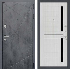 Входная дверь Лабиринт LOFT 02 - Сандал белый, стекло черное