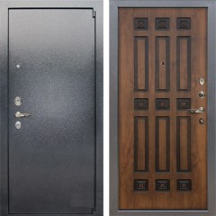 Металлическая дверь Лекс 3 Барк (Серый букле / Голден патина черная) панель №33