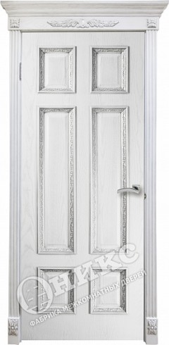 Дверь Оникс ГРАНД, Патина серебро, штапик Флора (ПГ)