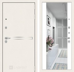 Металлическая входная дверь Лайн WHITE с широким зеркалом - Белый soft