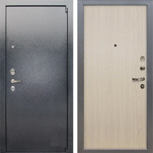 Металлическая дверь Лекс 3 Барк (Серый букле / Беленый дуб) панель №1