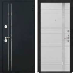 Входные двери L-37 Черный Муар с Блестками/A-1 Белая эмаль