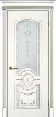 Межкомнатная дверь Текона Смальта-Deco 11 Белый Ral 9003 патина золото стекло