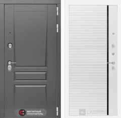 Металлическая дверь Лабиринт Платинум 22 - Белый софт, черная вставка