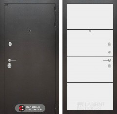 Металлическая входная дверь SILVER 25 - Белый софт, черный молдинг