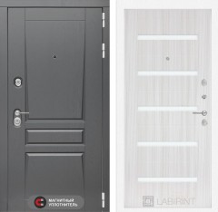 Металлическая дверь в квартиру Лабиринт Платинум 01 - Сандал белый, стекло белое
