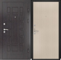 Входные двери L-5 Черная шагрень/Прямая Беленый дуб