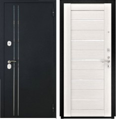 Металлические входные двери в квартиру L-37 Черный Муар с Блестками/Экошпон СБ-3 Беленый Дуб