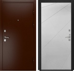 Металлические входные двери в квартиру в квартиру L-3a Медный Антик/ФЛ-291 (Line 10мм) Белый матовый