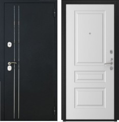Входные двери L-37 Черный Муар с Блестками/Эмаль L-2 Белая Эмаль