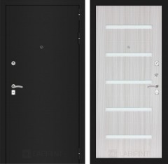 Металлическая дверь Лабиринт CLASSIC шагрень черная 01 - Сандал белый