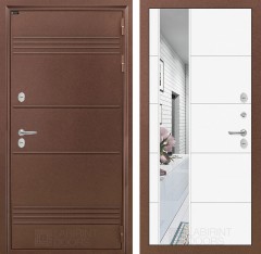 Металлическая дверь в дом Лабиринт Термо Лайт с Зеркалом 19 - Белый софт