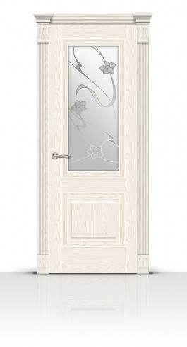 Дверь СитиДорс модель Элеганс-1 цвет Ясень белый стекло Очарование
