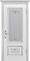 Дверь Аккорд Белая эмаль В3 ПО Серебряная патина (рис.1)