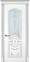 Межкомнатная дверь Текона Смальта-Deco 11 Белый Ral 9003 патина серебро стекло