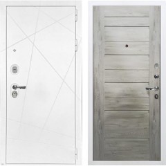 Металлическая дверь Лекс Соната №111 Клеопатра (Белая шагрень / Дуб тревис серый)