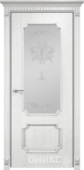 Межкомнатные двери Оникс Classic Палермо Эмаль белая патина серебро Триплекс Белый