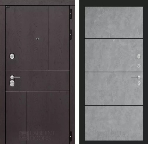 Металлическая входная дверь в квартиру URBAN 25 - Бетон светлый, черная вставка