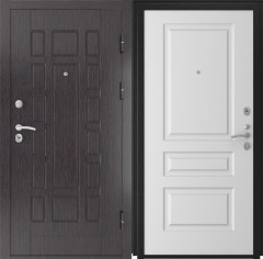 Входные двери L-5 Черная Шагрень/Эмаль L-2 Белая Эмаль