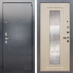 Металлическая дверь Лекс 3 Барк с Зеркалом (Серый букле / Дуб беленый) панель №23