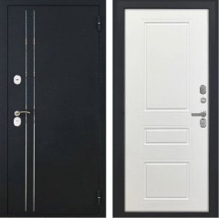 Входные двери L-37 Черный Муар с Блестками/ФЛ-707 Белый софт