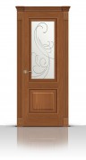 Дверь СитиДорс модель Элеганс-1 цвет Американский орех стекло Метелица
