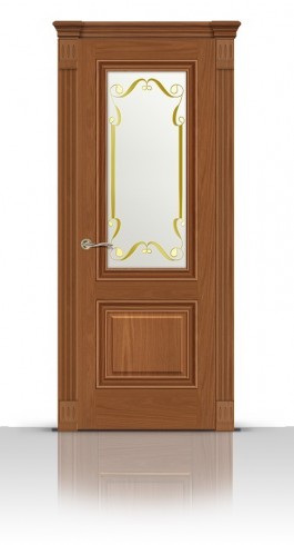 Дверь СитиДорс модель Элеганс-1 цвет Американский орех стекло Нежность
