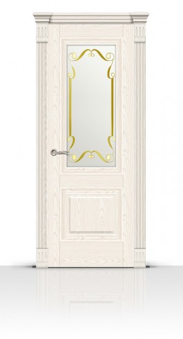 Дверь СитиДорс модель Элеганс-1 цвет Ясень белый стекло Нежность

