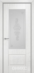 Межкомнатные двери Оникс Lite Марсель Эмаль белая патина серебро Сатинат белый