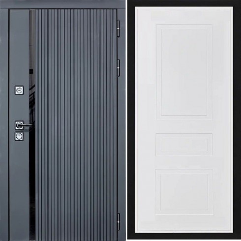 Входная дверь Cударь STR МХ-46 Черный кварц/Н-13 Белый софт