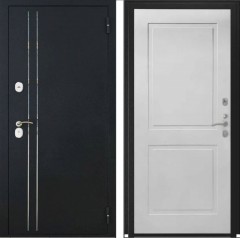 Входные двери L-37 Черный Муар с Блестками/ФЛ-609 Белый матовый