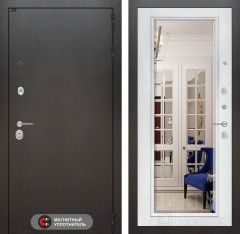 Металлическая входная дверь SILVER с Зеркалом Фацет - Белый софт