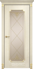 Межкомнатные двери Оникс Classic Палермо 2 Эмаль слоновая кость Сатинат бронза