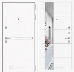 Металлическая входная дверь в квартиру Лайн WHITE с зеркалом 19 - Белый софт