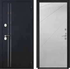 Входные двери L-37 Черный Муар с Блестками/ФЛ-291 Белый софт