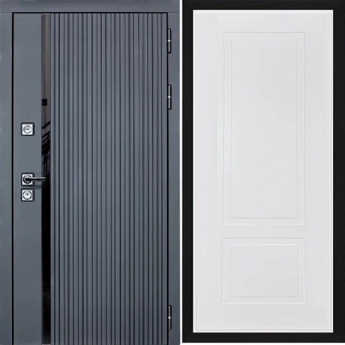 Входная дверь Cударь STR МХ-46 Черный кварц/Н-7 Белый софт