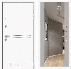 Металлическая входная дверь в квартиру Лайн WHITE зеркалом - Грей софт