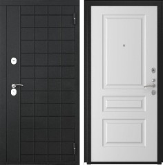 Входные двери L-36 Черный Муар/Эмаль L-2 Белая Эмаль