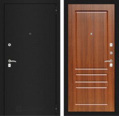 Металлическая дверь в квартиру Лабиринт CLASSIC шагрень черная 03 - Орех бренди