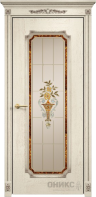 Межкомнатные двери Оникс Classic Палермо 2 Эмаль слоновая кость Патина коричневая Сатинат бронза